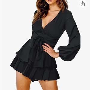 Deep V Romper with Waist tie, size L